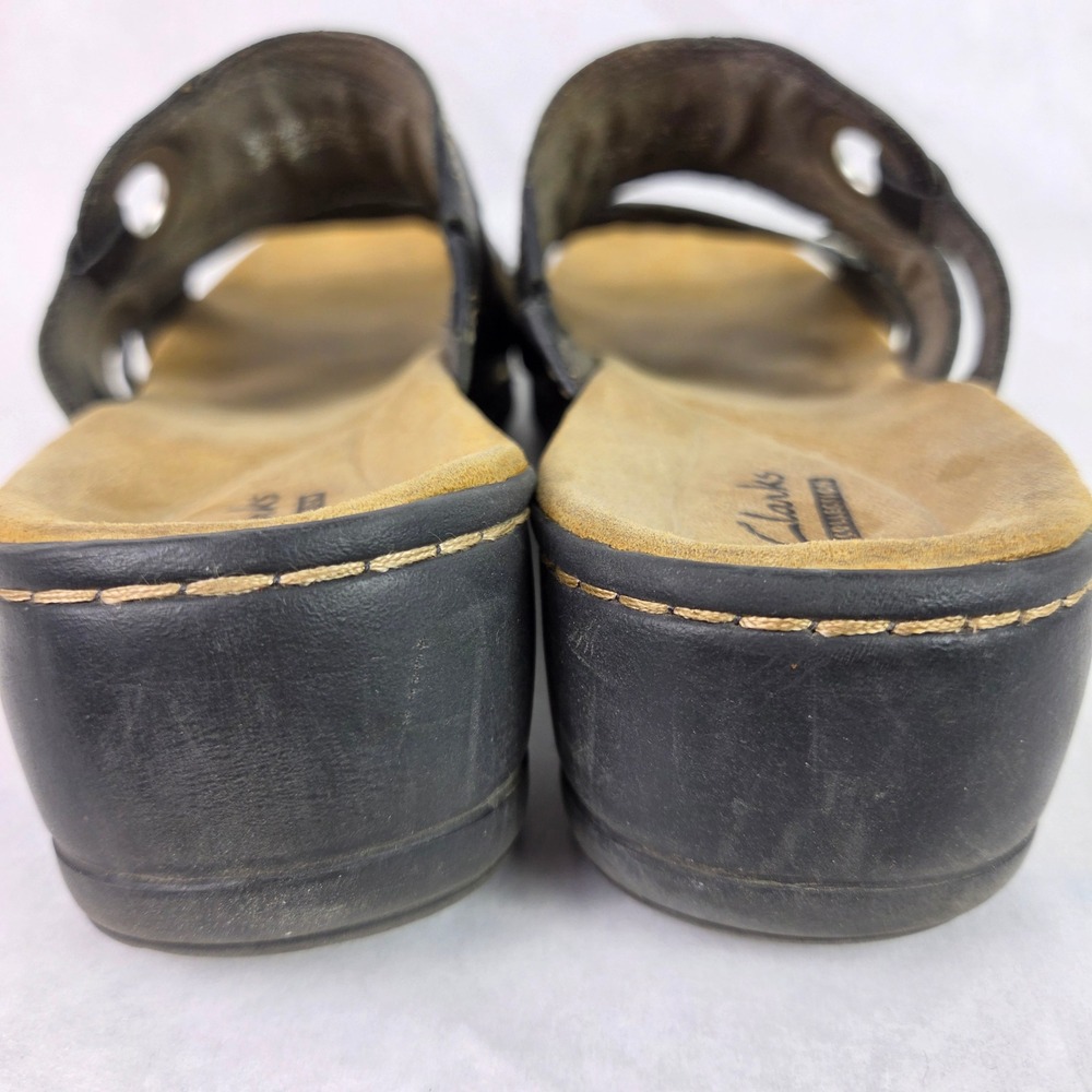 Clarks Collection Lexi Willow Black Slide Slip On Summer Sandals Wedge Casual - Picture 9 of 14